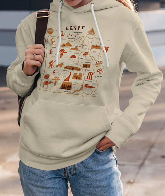 Egypt Map Hoodie Snad Color