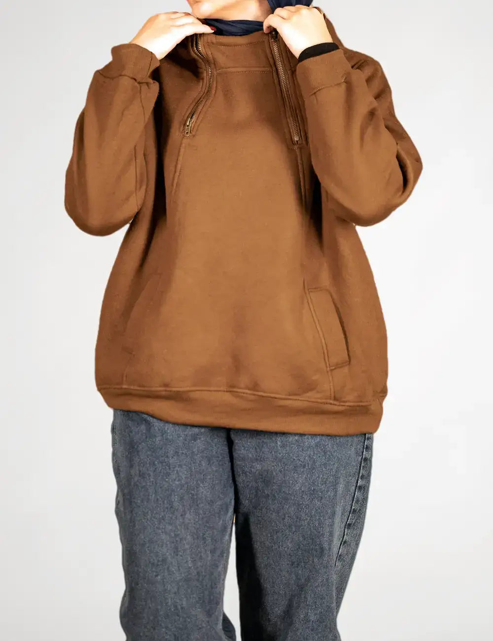 Coffee Turtleneck Hooded Sweatshirt – Zaat Style