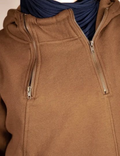 Coffee Turtleneck Hooded Sweatshirt