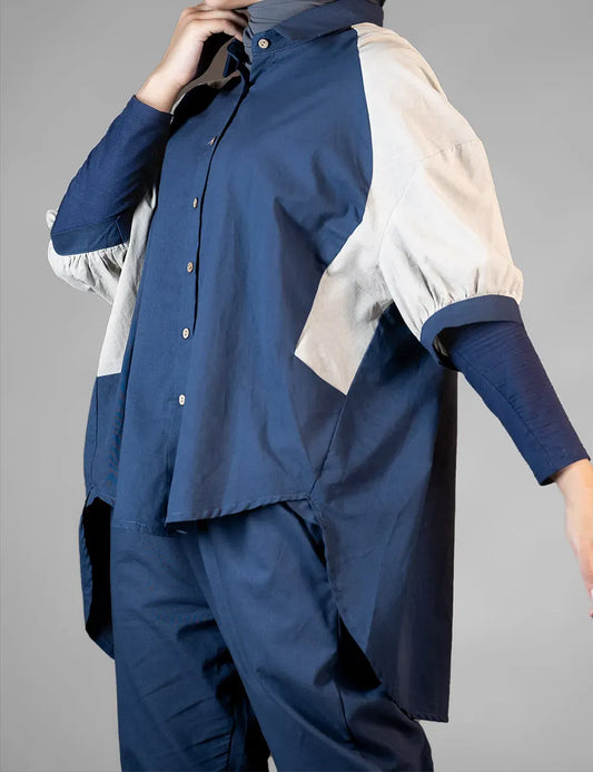 Oversized Korean Blouse Navy Blue Color